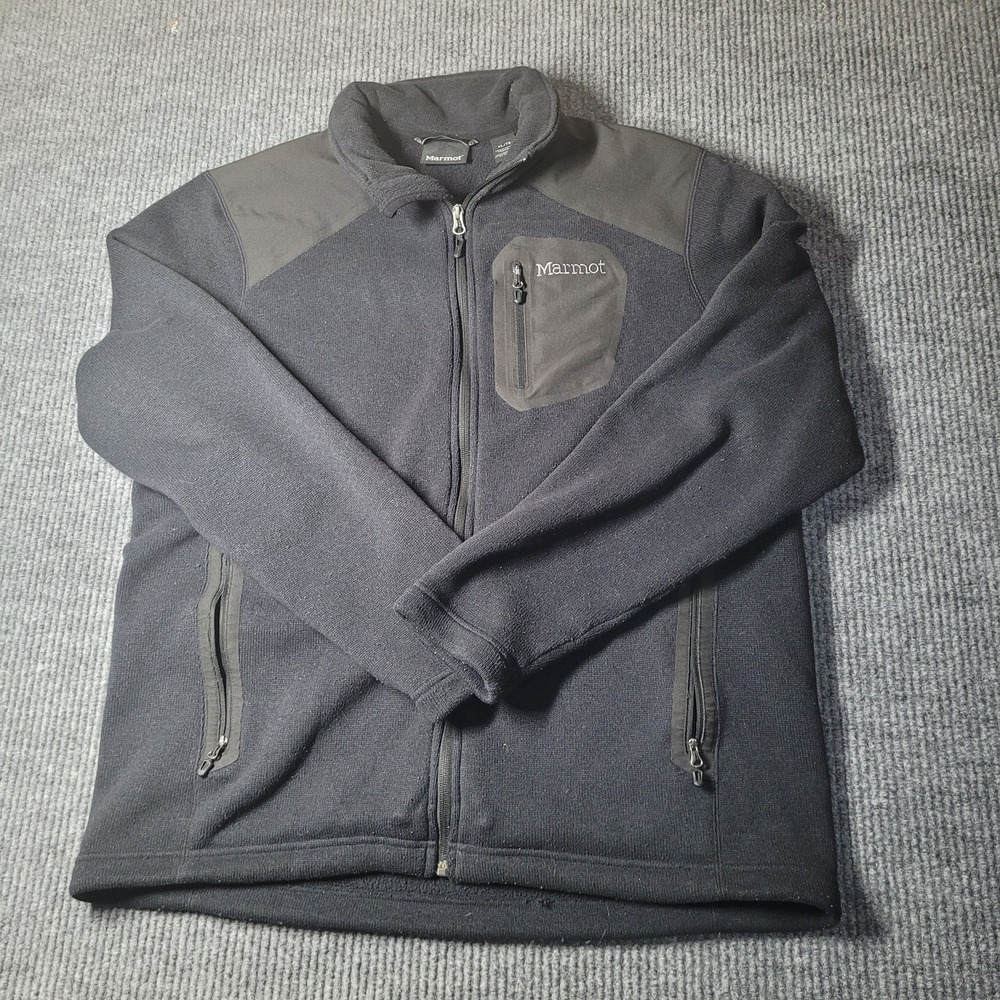 Marmot Mens Black‎ Polartec Fleece Pockets Long Sleeve Full-Zip Jacket Size XL